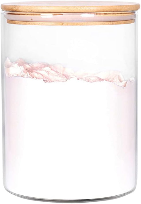 Large Glass Flour Container with Airtight Bamboo Lid, 3L Food Jar for Storage of Flour, Sugar, Cookies, Rice