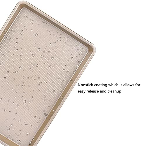 Nonstick Large Baking Cookie Sheet | Heavy Duty Carbon Steel Baking Pan for Oven | 17.7 Inch x 12.8 Inch, Champagne Gold