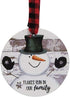 Set of 3 Snowman Shiplap Style Christmas Wood Ornaments - Wishing You a Snowy White Christmas - Buffalo Checked Hanger