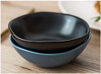 Classic Matte Ceramic Sauce Dishes - Sushi Dipping Bowls, Appetizer Plates with Irregular Edge for Kitchen, 3.2'' (Set