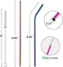 Reusable Straws Set, Stainless Steel Metal, Colorful, Includes 8 Straws, 4 Silicone Tips, 2 Cleaning Brushes, Travel