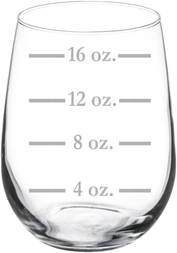 Wine Glass Goblet Measuring Cup Ounces (17 oz Stemless)