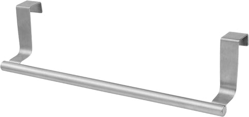 Over Cabinet Towel Bar with Hooks - 14 Inch Brushed Stainless Steel Rack for Bathroom & Kitchen
