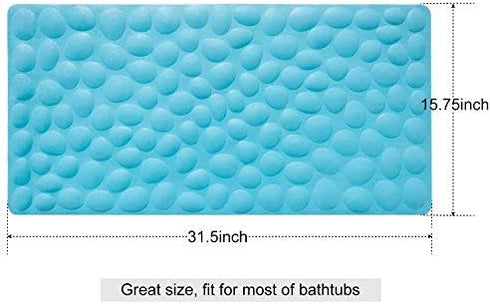OTHWAY Non-Slip Bathtub Mat - Soft Rubber Bathroom Bathmat with Strong Suction Cups (Blue)