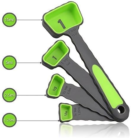 leepiya Measuring Cups and Spoons Set, Collapsible 8 Piece Measuring Tool, BPA Free Silicone, Colorful