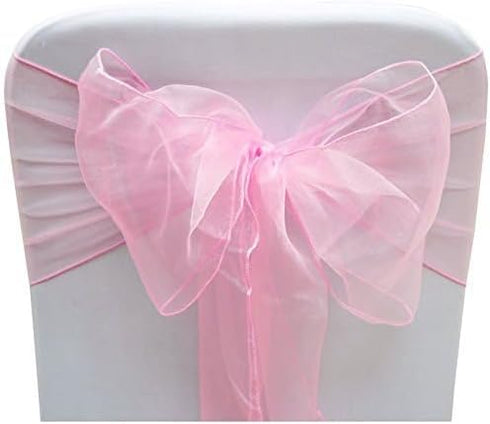 Elegant Organza Chair Sashes, Sheer Fabric for Weddings, Parties, Special Events – Pack of 10, Baby Pink