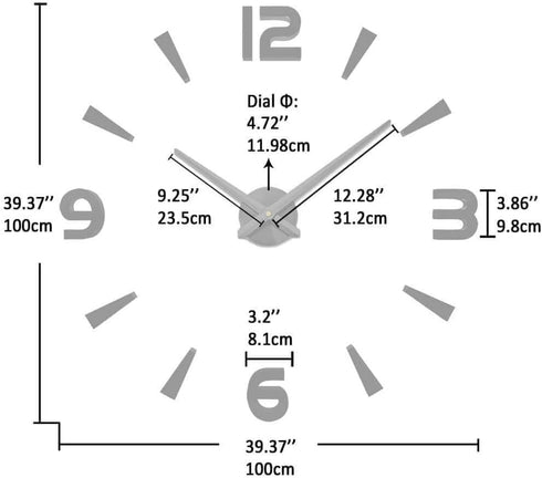 VANGOLD Oversized Wall Clock, Decorative Wall Clocks for Living Room Decor, Battery Operated, Black