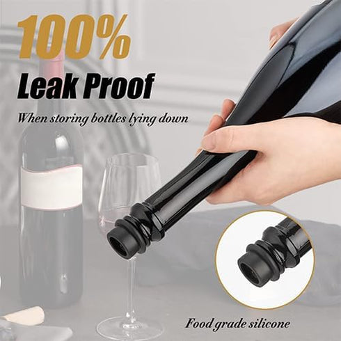 4 OWO Wine Vacuum Pump and Stopper, Wine Save & Preserver, Reusable Air Remover Pump, Keeps Fresh (Stainless Steel)