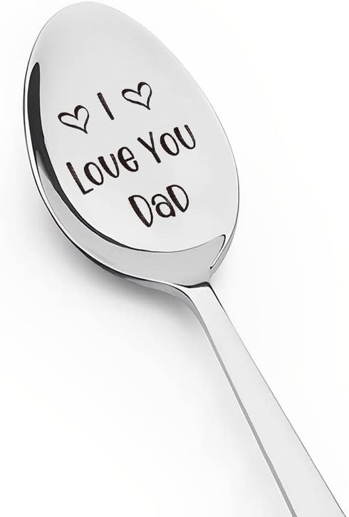 Dad Father Gifts Spoon from Daughter Son, I Love You Dad Spoon Gift for Father's Day Birthday, Cute Engraved Spoons