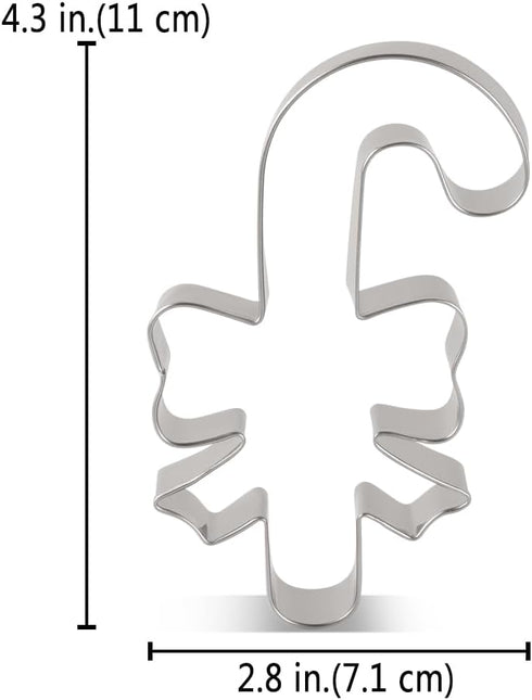 LILIAO Christmas Candy Cane with Bow/Ribbon Cookie Cutter, 2.8 x 4.3 inches, Stainless Steel