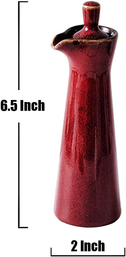 120ml 4oz Small Ceramic Olive Oil Dispenser Bottle for Storage Of Oil, Vinegar, Soy Sauce, / - Red
