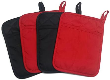 Home Collection Set of 2 Neoprene Pot Holders - 2 Red and 2 Black
