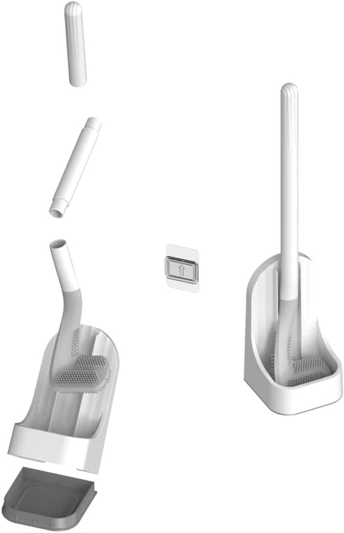 Toilet Brush with Holder, Long Handle Golf Toilet Brush 360° Deep Cleaning Flexible Silicone Wall Mounted for Bathroom