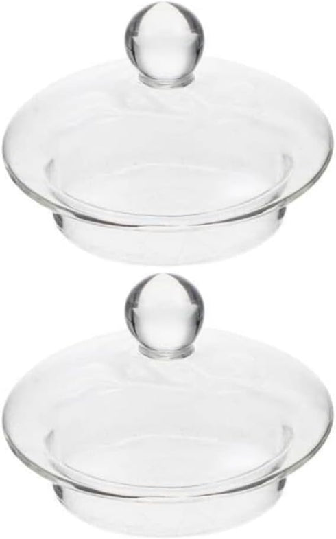 2-Pack Clear Glass Teapot Replacement Lids with Strainer Cover for Home Kitchen Teapots and Teacups