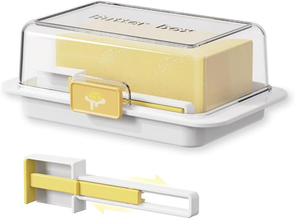 YUEICOIY Butter Storage Box with Cutting Handle, One-Hand Open Lid, Measuring Spreader with
