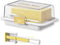 YUEICOIY Butter Storage Box with Cutting Handle, One-Hand Open Lid, Measuring Spreader with