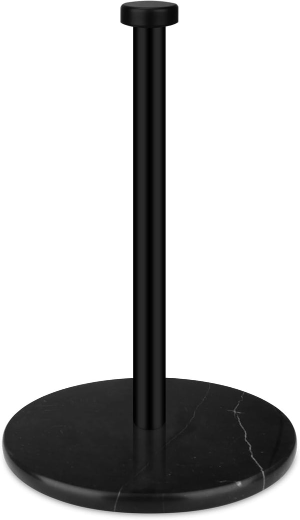 HESHIBI Paper Towel Holder Countertop with 7" Weighted Black Marble Base - Modern