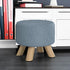 Asense Small Round Ottoman Foot Rest Stool Fabric Padded Seat Footstool Ottoman with Anti-Slip Wooden Legs (Light