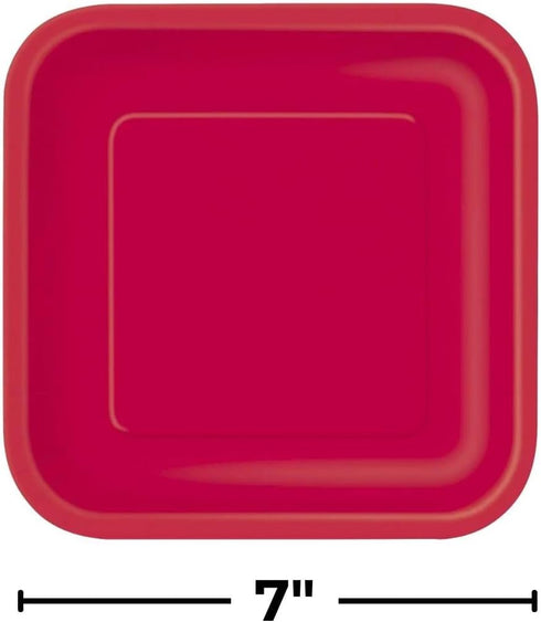 Ruby Red Square Dessert Plates, 7" (Pack of 16), Premium Quality Paper for Parties & Events