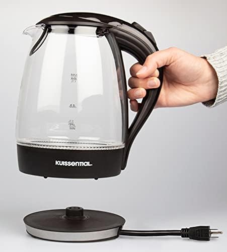 Stainless Steel Electric Water Kettle, 1.7 Liter Fast Heating with Auto Shut-Off, Cordless, Black