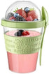 20 OZ Set 4 Tribello Overnight Oats Container With Lid, of Crunch Cups To Go, Portable Parfait Cup With Compartments