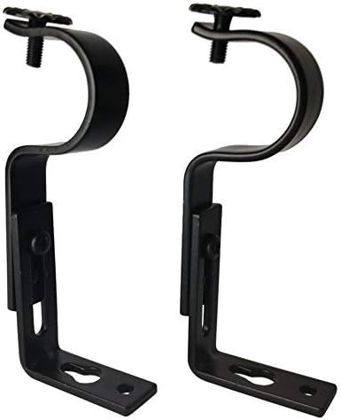 Adjustable Curtain Rod Brackets, Black, Set of 2