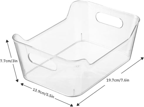 Small 4 Pack Clear Plastic Storage Bins, U-Shaped Organizer Containers with Handles for Kitchen, Bathroom, Office