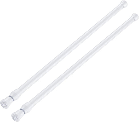 AIZESI Short Spring Tension Curtain Rods - 2 Pcs (White, 17" to 28")
