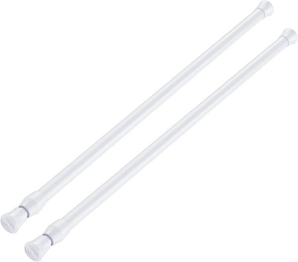 AIZESI Short Spring Tension Curtain Rods - 2 Pcs (White, 17" to 28")