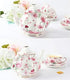 38 oz, BTaT- Floral Tea Pot with Gift Box, White with Pink Roses & Gold Trim, Porcelain Teapot Ceramic, Dishwasher Safe