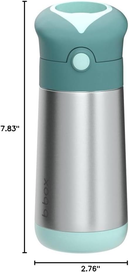 12 oz 8 12m+ b.box Insulated Water Bottle - Kids Water Bottle Stainless Steel w/Free Flow Silicone Straw, Toddler Cups
