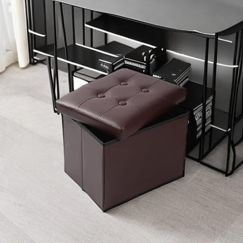 17x13x13inches ALASDO Storage Ottoman Footrest Stool Small Ottoman with Storage Foldable Ottoman Leather Foot Rest