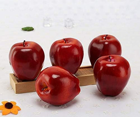 Yangshine 3 Pack Artificial Lifelike Simulation Apples Decorative Red Fruit for Home House Kitchen Thanksgiving