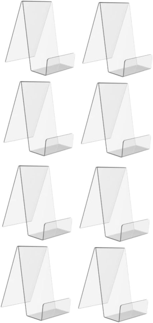 Tofficu 8 Pcs Acrylic Stand Tabletop Decor, Easel Household Display Stand for Books, Artwork, and Notebooks