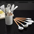 Kitchen Utensils Set, 33 pcs Non-Stick Silicone Cooking Utensils, Heat-Resistant Wooden Gadgets for Cooking, White