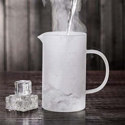 1L Glass Measuring Cups Jugs with Lid - Large Measuring Pitcher Beaker for Hot/Cold Liquid, Clear Scale with Spout