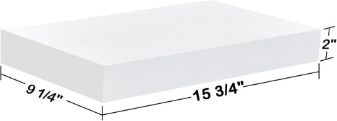 16 inch WELLAND White Mission Floating Shelves for Wall, Bathroom Wall Mount Shelves, Wood Modern Display Shelves, Book