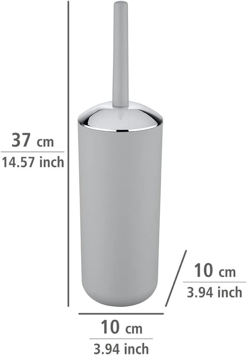 Brasil Toilet Brush with Holder - Plastic Toilet Bowl Cleaner Brush, Grey, Dimensions 3.9 x 3.9 x 14.6 in
