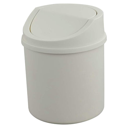 Tiny Trash Can with Swing Lid, Plastic Desktop Mini Waste Can, White