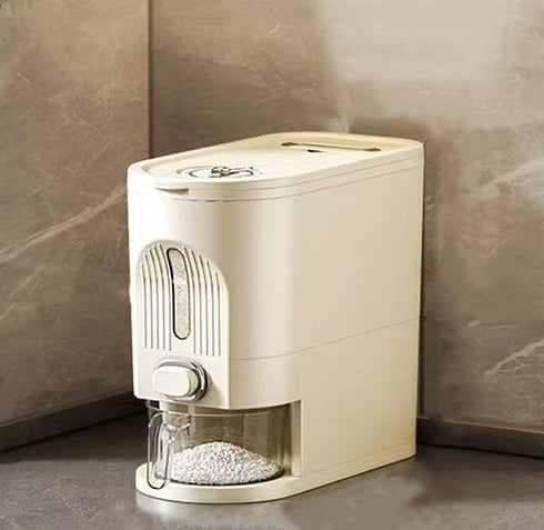 IEEK Rice Dispenser and Grain Container Storage with Lid,Rice Container with Measuring