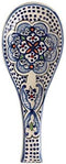 Quadow Spoon Holder/Spoon Rest, Ceramic Blue and White, Hand Crafted Northern African Design
