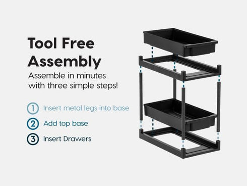 IRIS USA 2-Tier Under Sink Organizer, Storage with Sliding Drawers, Versatile Solution for Kitchen, Office, Bathroom