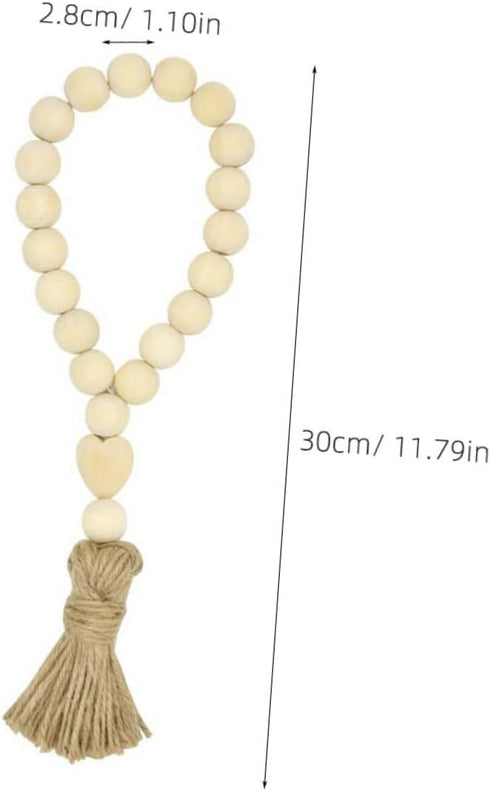 Garneck Wood Bead Garland - Farmhouse Tassels Beads for Rustic Country Decor and Christmas Decoration