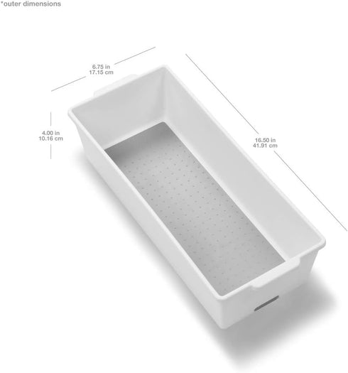 Madesmart Plastic Multipurpose Storage Organizer Deep Bin, Large, White, with Handles