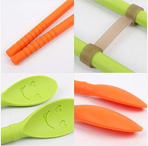 Kitchen Non-Slip Silicone Cooking Chopstick 12 in Long with Spoon and Band, Stainless Steel Reinforced, Pink