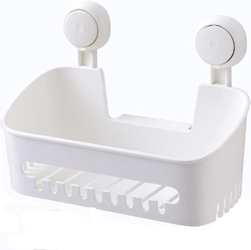 Suction Cup Shower Organizer Basket, Plastic Bath Shelf with Strong Suction Power, Waterproof, Reusable Caddy for