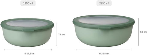 Mepal Cirqula Multi Food Storage & Serving Bowl - 76oz/2,250ml with Transparent Lids, Nordic White