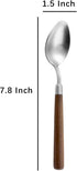 Retro Wooden Handle Spoon,Stainless Steel Serving Tablespoons,Wooden DinnerSpoon,Silver Silverware With Brown Handle,4 Pcs.
