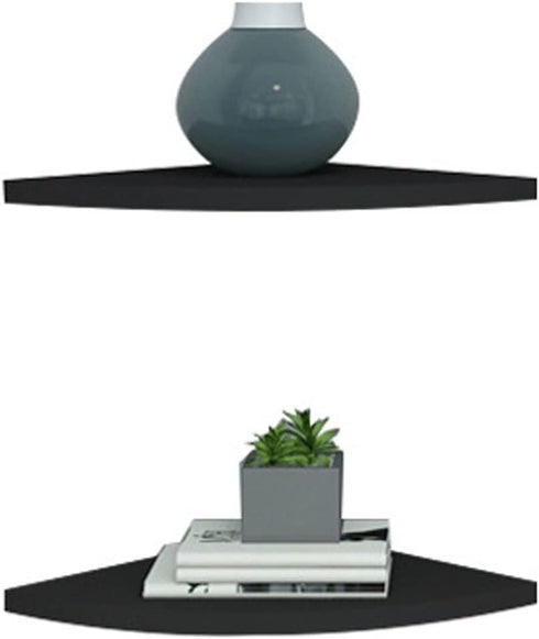 SISHHOME 8 Inch Set 2,for 90 Floating Corner Shelf Black of Degree Room Corner Wall Mounted Storage Display Shelves