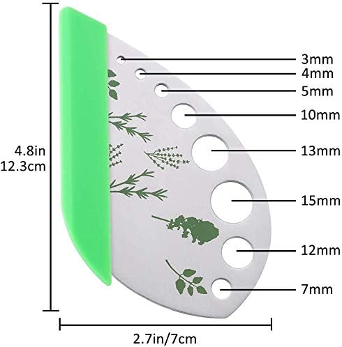 Herb Stripper, Jiaedge Green 9 holes Stainless Steel Kitchen Herbs Leaf Stripping Tool for Kale, Collard Greens, Thyme,